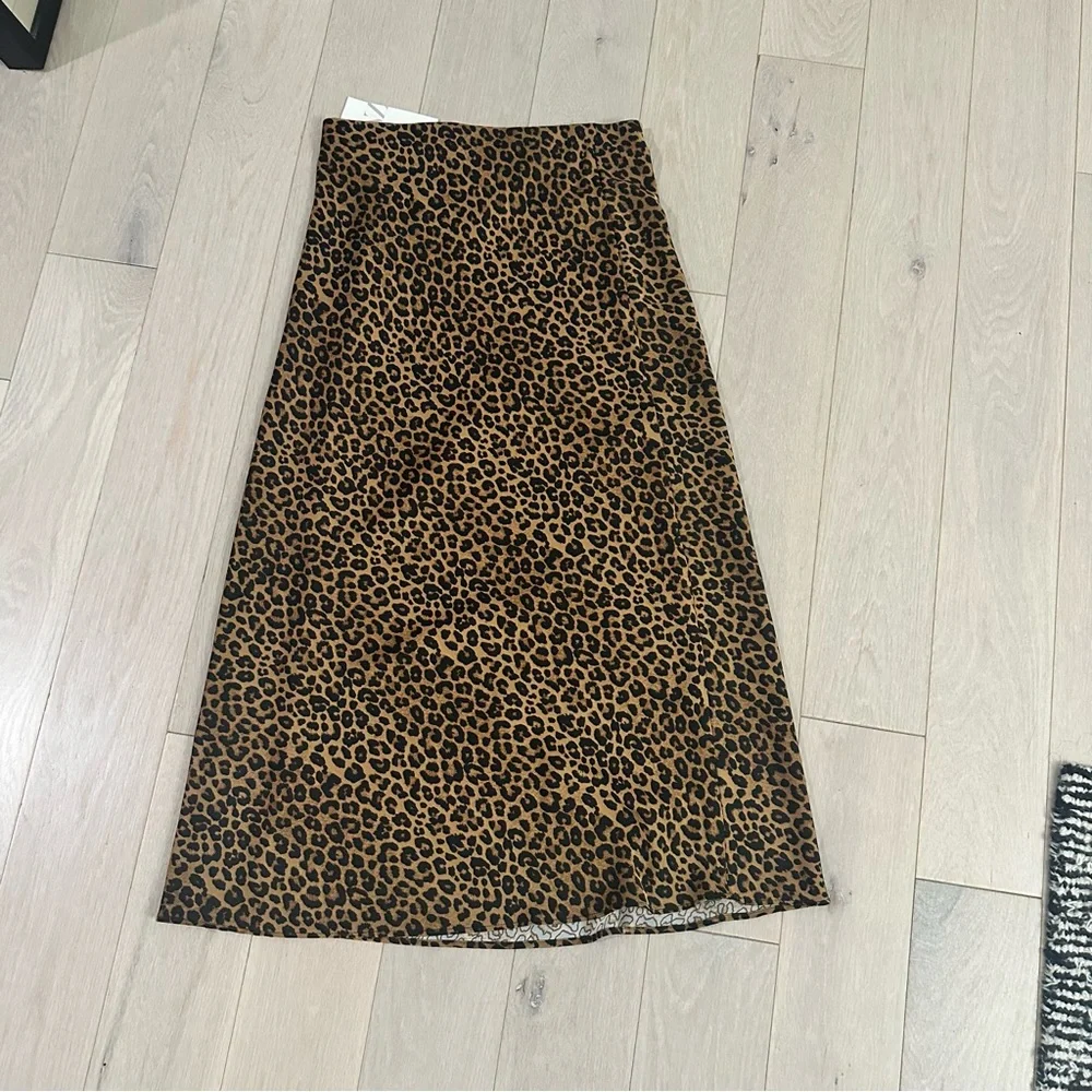 Zara Brown Leopard A-Line Skirt - Picture 3 of 3